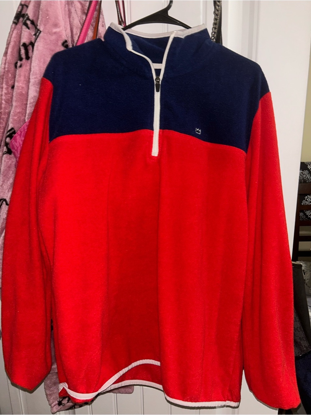 Men's Half-Zip Fleece Pullover - Red & Navy crown & ivy